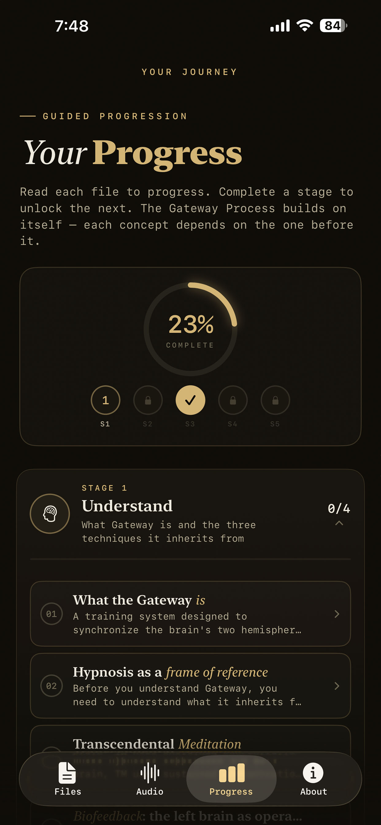 Progress tracking view